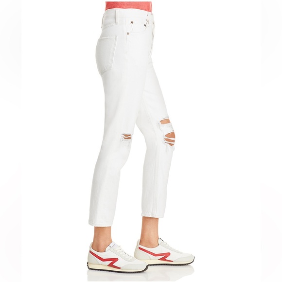 Agolde Riley High Rise Straight Leg Cropped Jeans in Veil White 31 - Picture 3 of 9